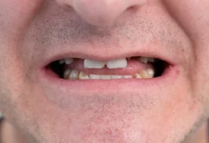 Eliseo's dental condition with failed implants before full mouth restoration