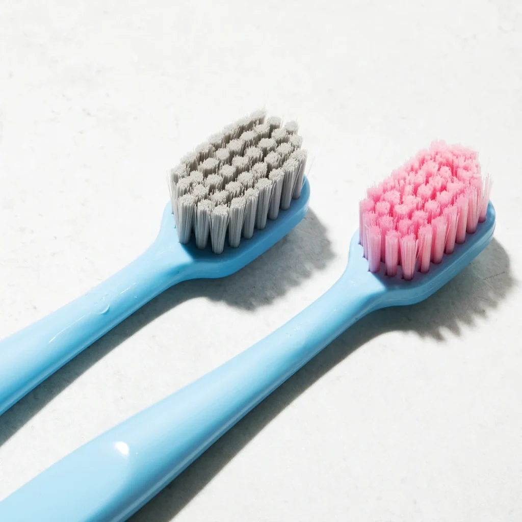 A soft-bristled for brushing